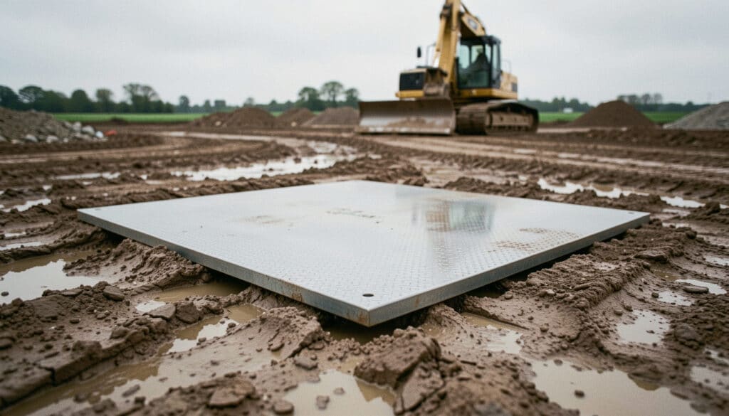 Plaque de roulage en acier pour terrain difficile